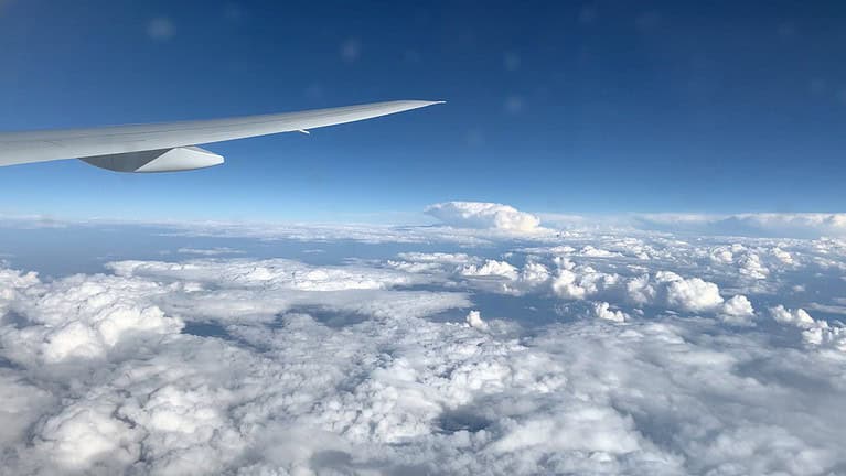 Uitzicht vanuit het vliegtuig onderweg vanuit Las Vegas naar Amsterdam
